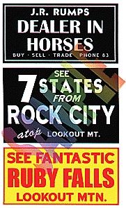 Blair Line 1251 - Barn Sign Decals - Set #2 - Dealer In Horses, See Ruby Falls, See Rock City - N Scale