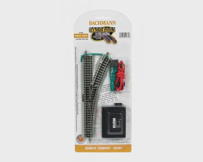 Bachmann 44862 - N Remote Turnout w/Nickel Silver Rail &amp; Gray Roadbed - E-Z Track(R) -- Right Hand - 11.25&quot; (28.6 cm) Radius