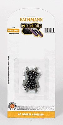 Bachmann 44843 - N Crossing w/Nickel Silver Rail &amp; Gray Roadbed - E-Z Track(R) -- 45 Degree