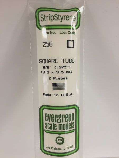 Evergreen Scale Models - 256 - .375&quot; (9.5mm)OPAQUE WHITE POLYSTYRENE SQUARE TUBING