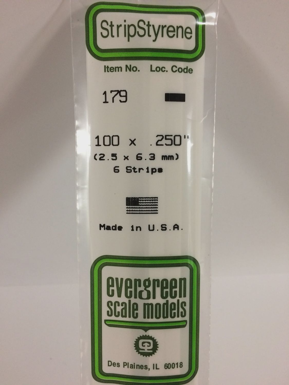 Evergreen Scale Models - 179 - .100&quot; X .250&quot; OPAQUE WHITE POLYSTYRENE STRIP