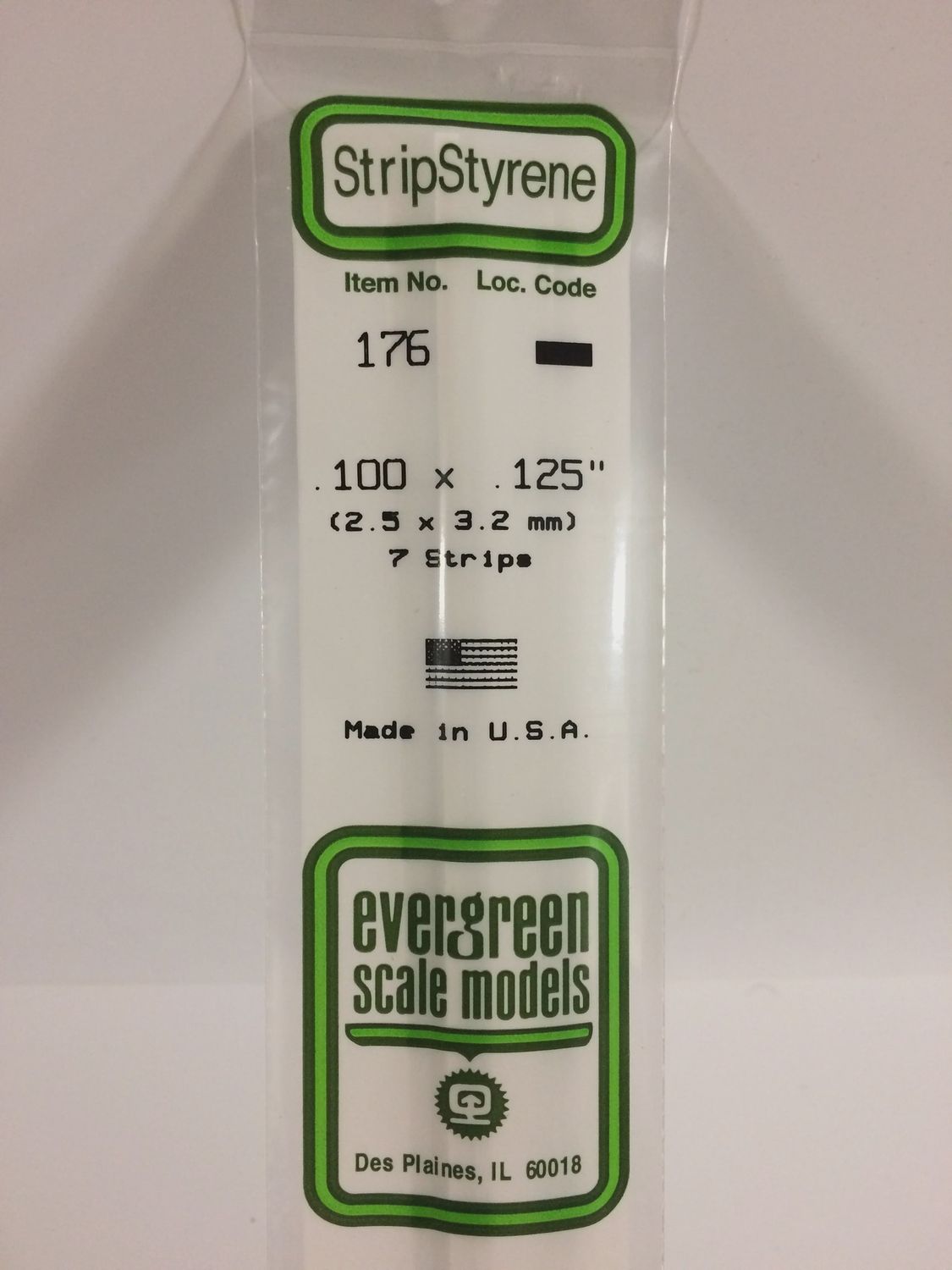 Evergreen Scale Models - 176 - .100&quot; X .125&quot; OPAQUE WHITE POLYSTYRENE STRIP