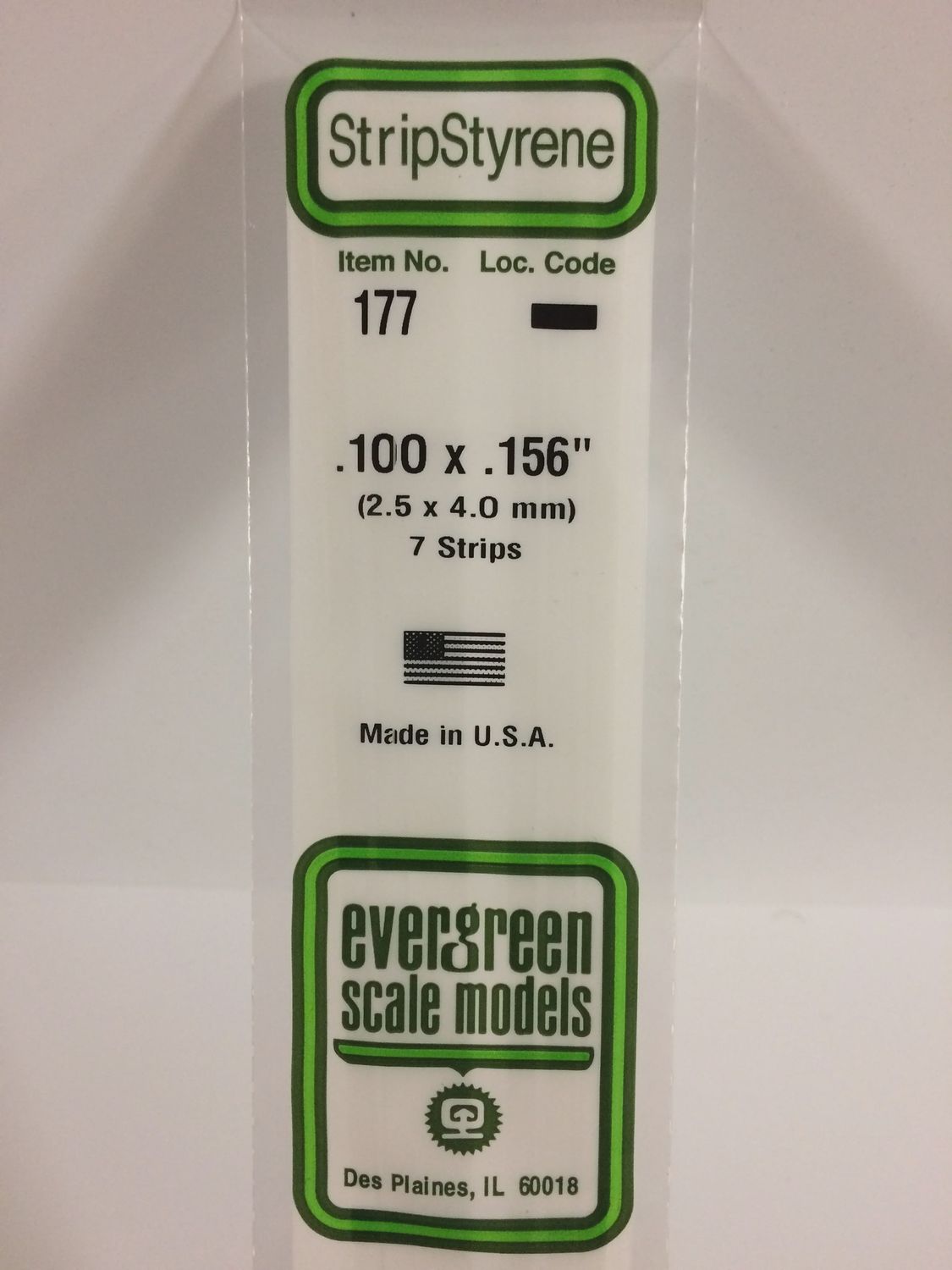 Evergreen Scale Models - 177 - .100&quot; X .156&quot; OPAQUE WHITE POLYSTYRENE STRIP