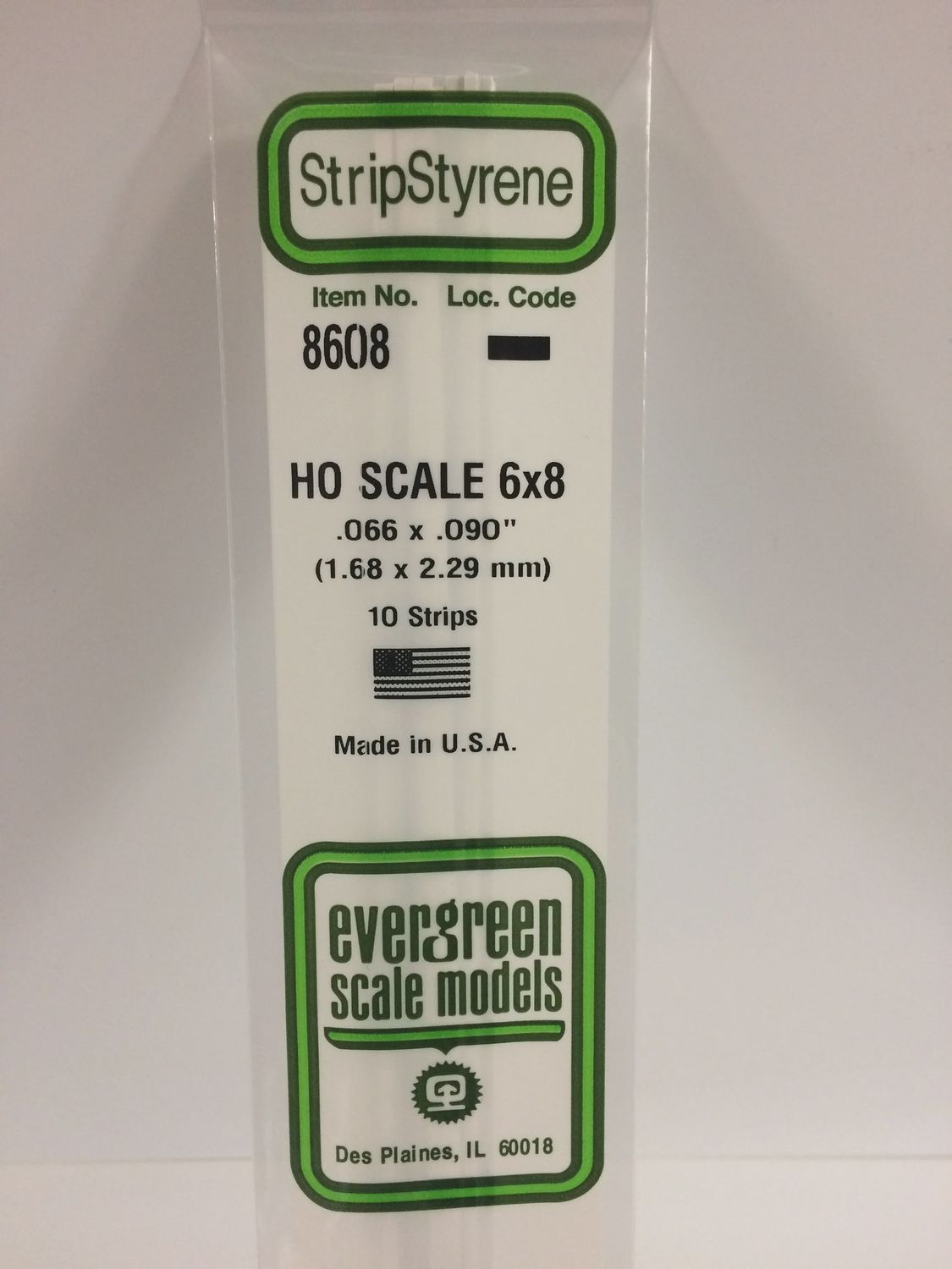 Evergreen Scale Models - 8608 - .066&quot; X .090&quot; / 1.7MM X 2.3MM OPAQUE WHITE POLYSTYRENE HO SCALE STRIPS (6X8)