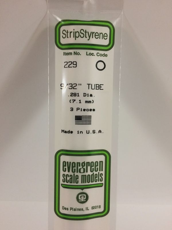 Evergreen Scale Models -229 - .281" (7.1MM) OD OPAQUE WHITE POLYSTYRENE TUBING