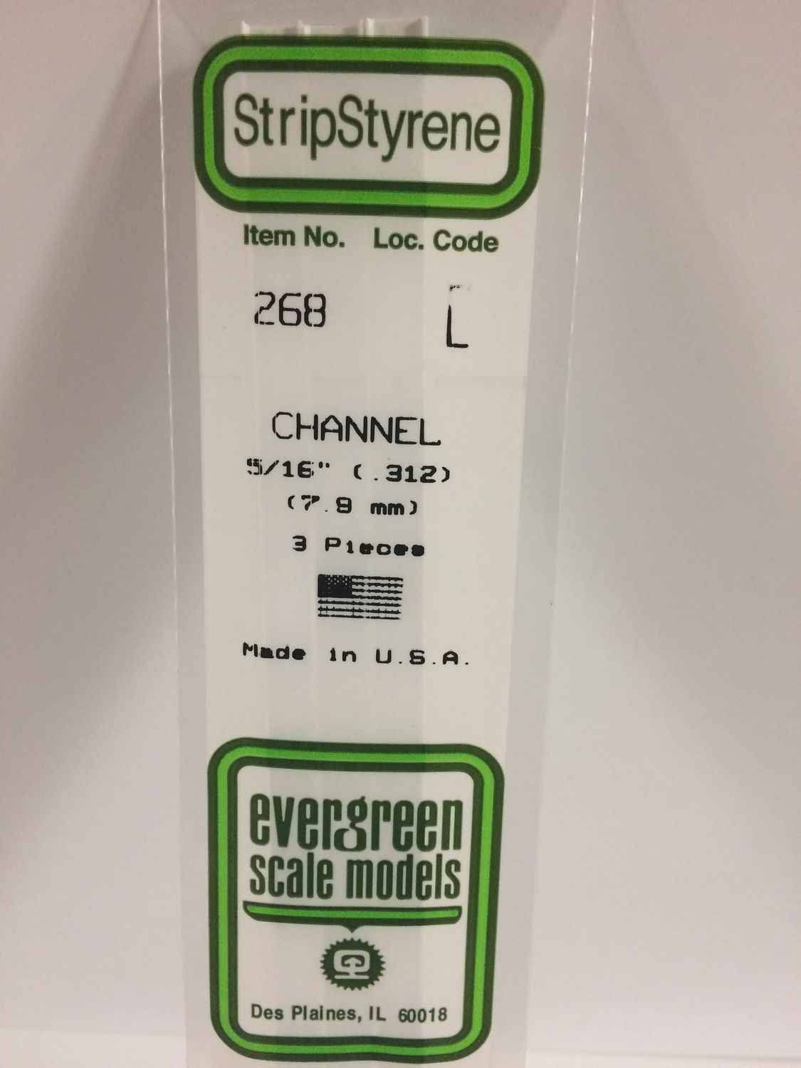 Evergreen Scale Models - 268 - .312&quot; (7.9MM) OPAQUE WHITE POLYSTYRENE CHANNEL