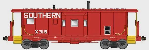 Bluford Shops-International Car Bay Window Caboose Phase 1 - Ready to Run -- Southern Railway (FGE-Built, red, yellow)