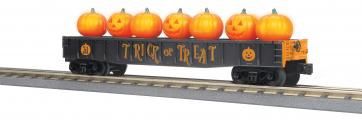 MTH RailKing 30-72243 --Gondola Car w/Flickering Lighted Jack-O-Lanterns - Halloween (Black) #31
