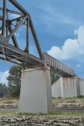 Walthers-Single-Track Railroad Bridge Concrete Piers pkg(2) -- Kit - 5-1/8 x 1-1/8 x 3-3/4&quot; 13 x 2.8 x 9.5cm (Includes Cutwater)