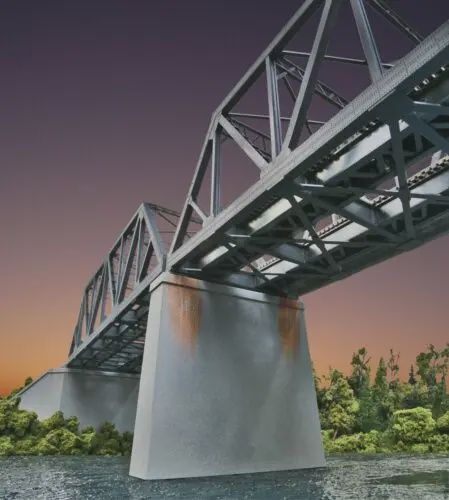 Walthers-Double-Track Railroad Bridge Concrete Pier 2-Pack -- Kit 5-7/16 x 1-1/4 x 5-1/8" 13.8 x 3.1 x 13cm