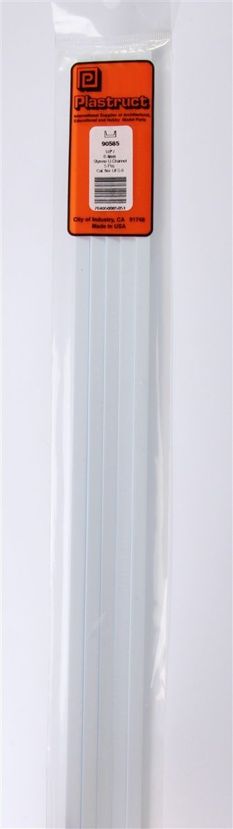 Plastruct-Styrene Structural Shapes - Deep Channels -- 1/4 x 24&quot; Long pkg(5)