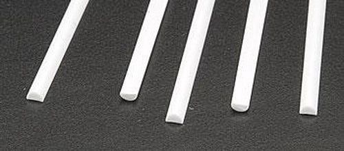 Plastruct - .125&quot; x 10&quot; x .062&quot; Half-Round Styrene Rod (Pack of 5)
