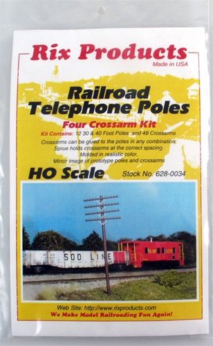 Rix Products 628-0034 - HO Railroad Telephone Poles Four Crossarm Kit