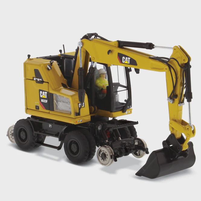 Diecast Masters-Cat® M323F Railroad Wheeled Excavator - Cat Yellow Version