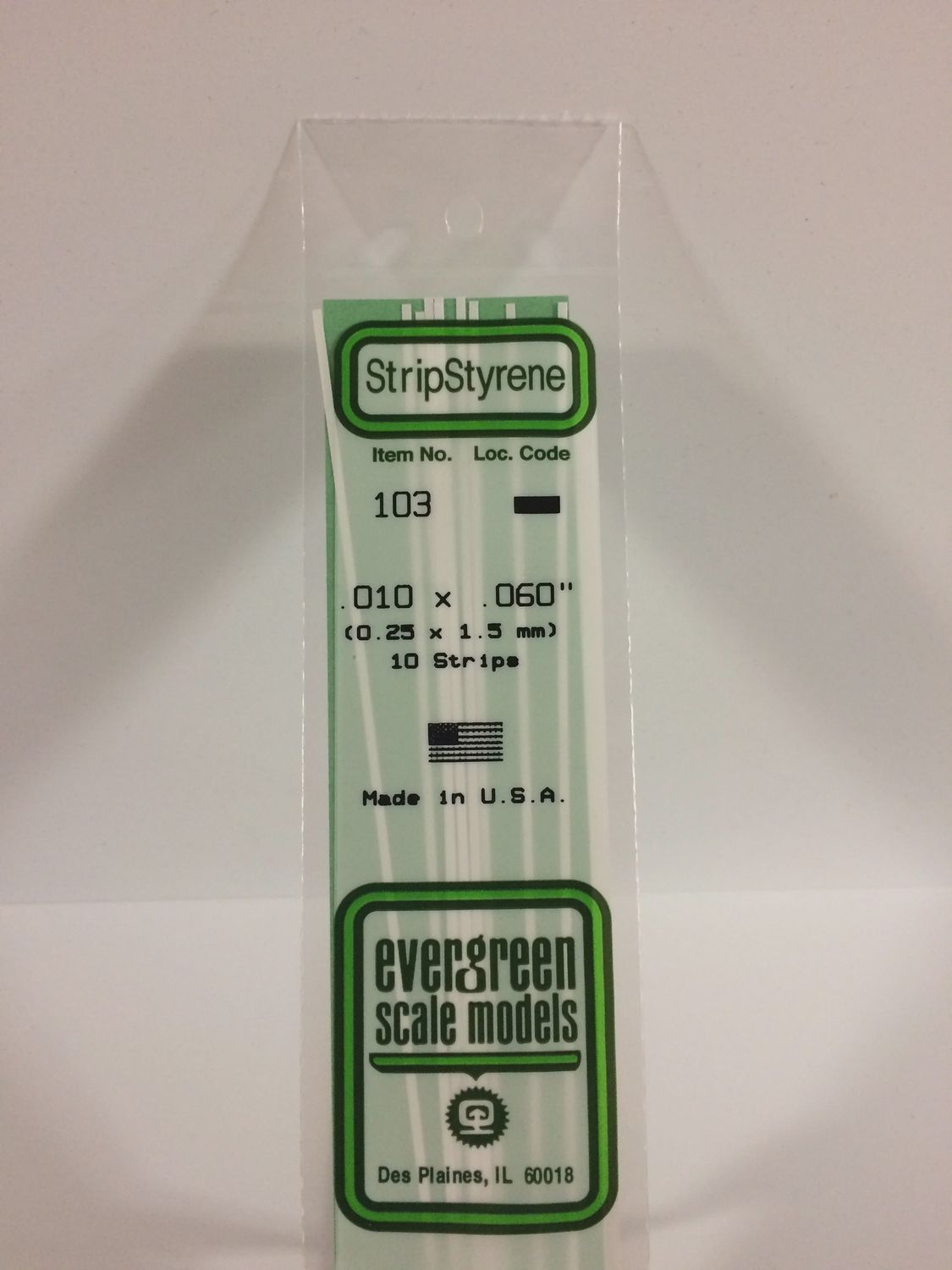 Evergreen- .010&quot; X .060&quot; OPAQUE WHITE POLYSTYRENE STRIP