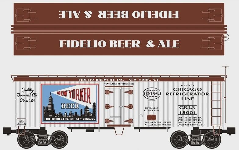 Ready Made Trains (RMT) 86199-97- O Scale - 36&#39; Wood Side Reefer Car New Yorker Beer