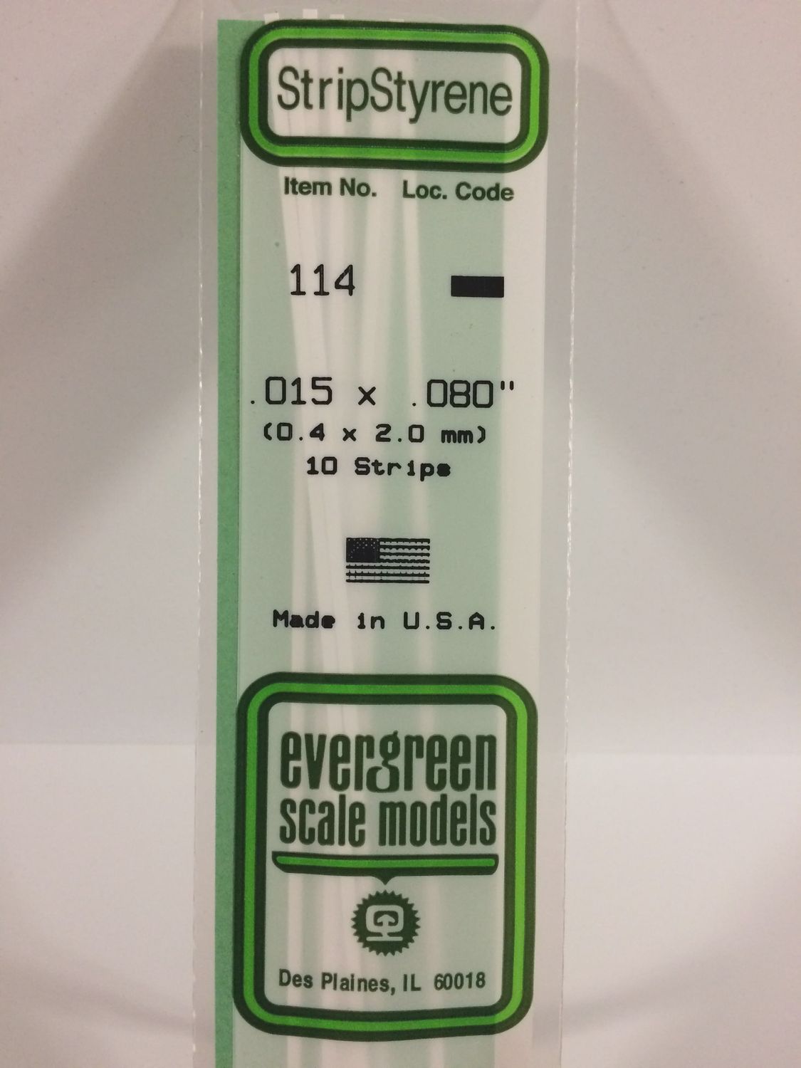 Evergreen-114 - .015&quot; X .080&quot; OPAQUE WHITE POLYSTYRENE STRIP