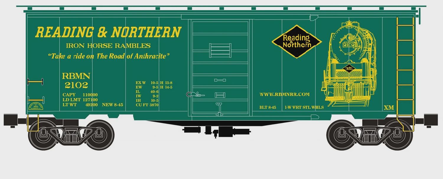 Ready Made Trains (RMT) 964123 - O Scale - Boxcar Reading &amp; Northern - Green