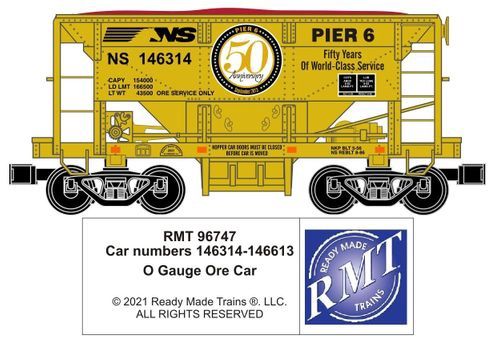 Ready Made Trains (RMT) 96747 - O Scale - Ore Car &quot;Norfolk Southern&quot; (Pier 6)