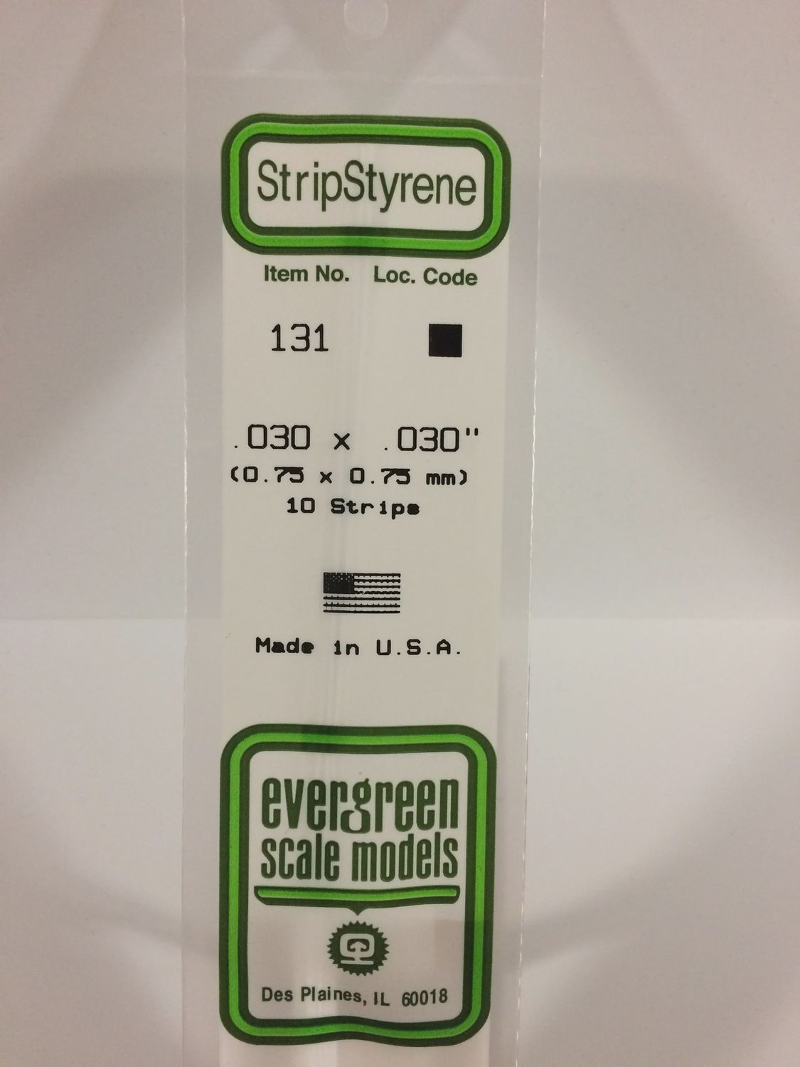 Evergreen 131 - .030&quot; X .030&quot; OPAQUE WHITE POLYSTYRENE STRIP