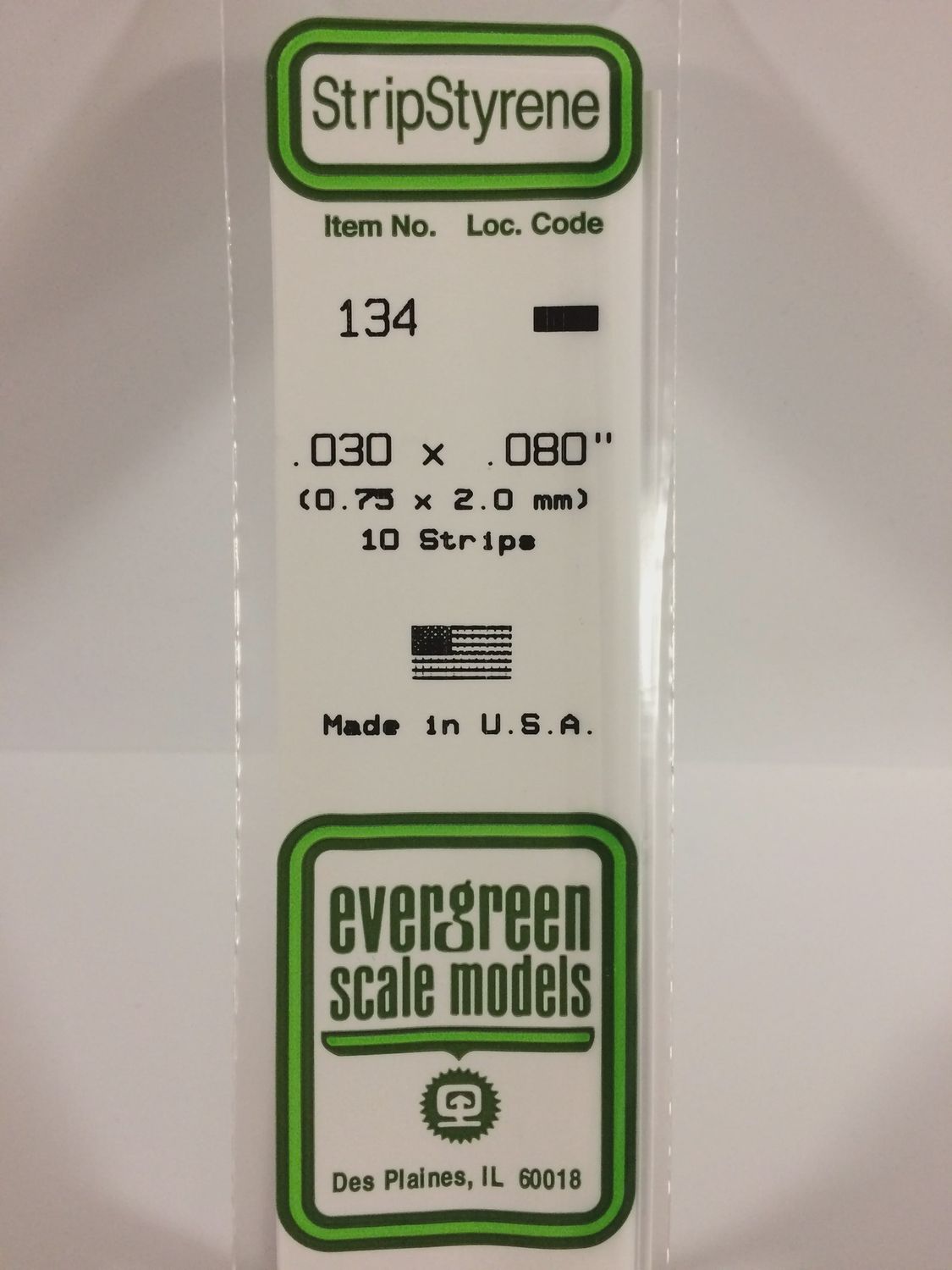 Evergreen 134 - .030&quot; X .080&quot; OPAQUE WHITE POLYSTYRENE STRIP