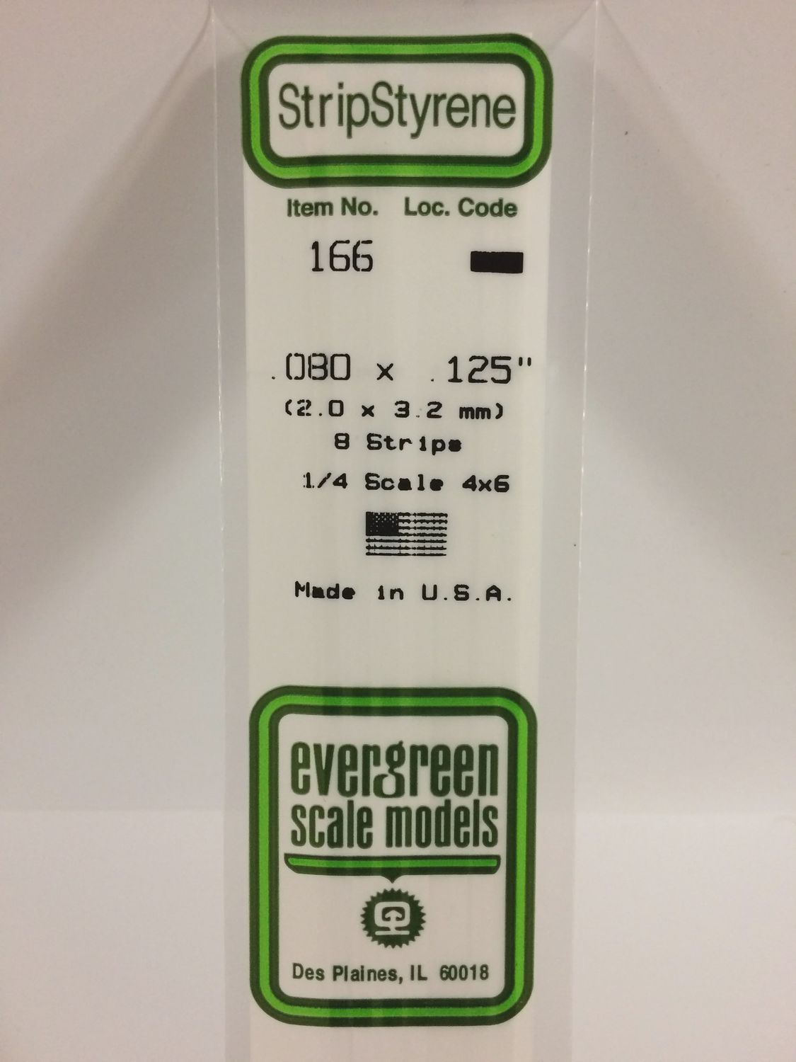 Evergreen 166 - .080&quot; X .125&quot; OPAQUE WHITE POLYSTYRENE STRIP