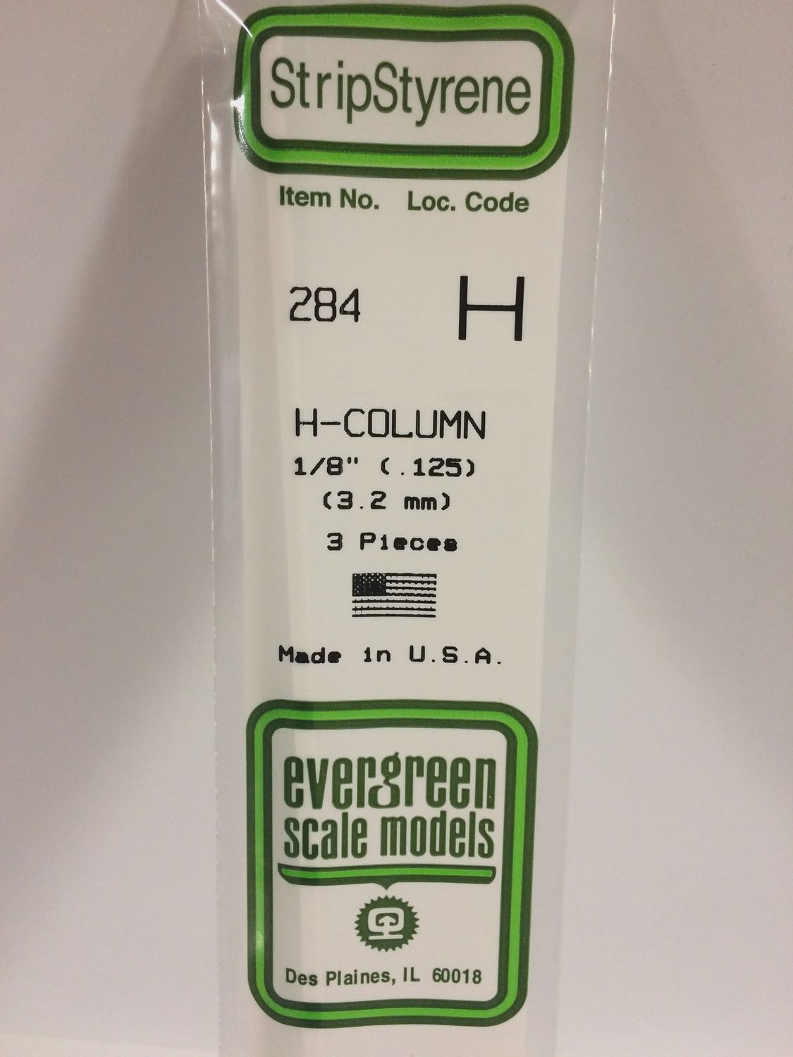 Evergreen 284 - .125&quot; (3.2mm) OPAQUE WHITE POLYSTYRENE H - COLUMN