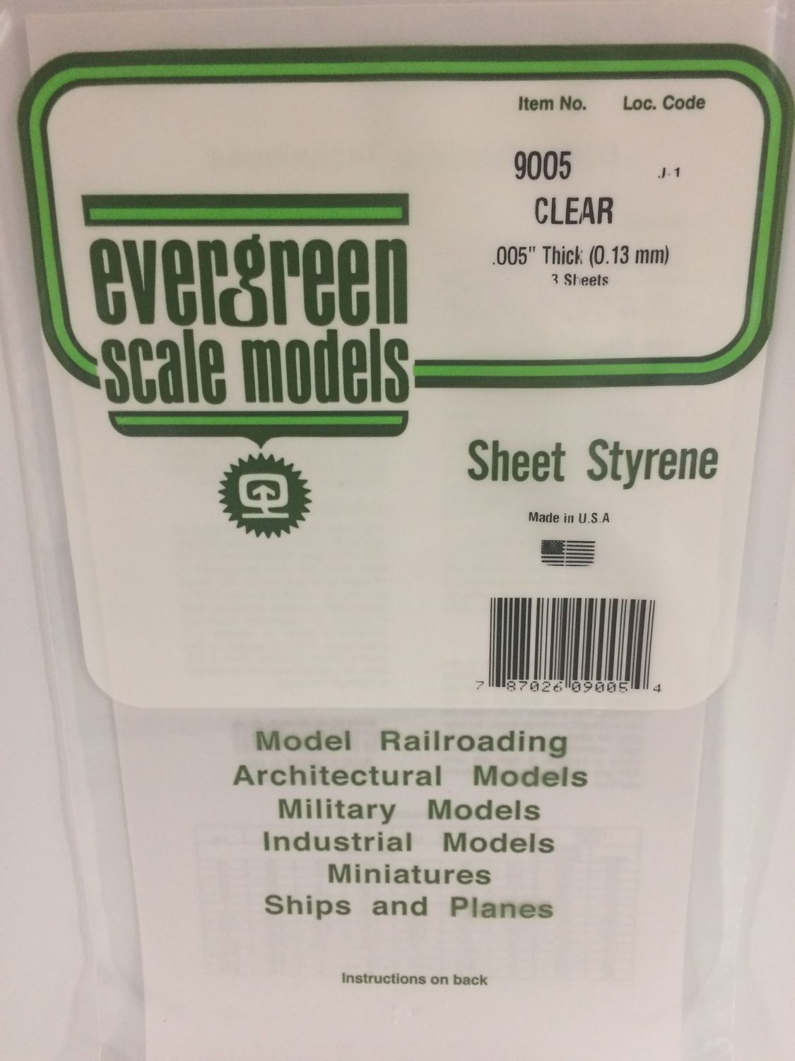 Evergreen 9005 - .005&quot; CLEAR ORIENTED POLYSTYRENE SHEET