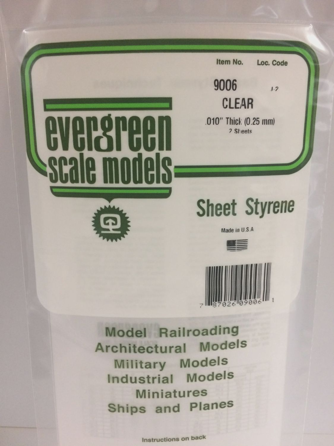 Evergreen 9006 - .010&quot; CLEAR ORIENTED POLYSTYRENE SHEET
