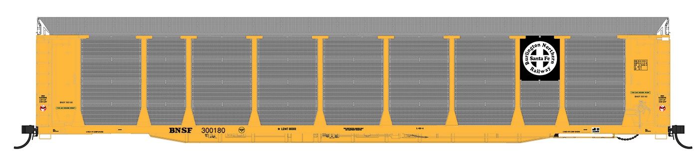 InterMountain 194111 - N Bi-Level Auto Rack - BNSF - Black &amp; White Herald, Road Number: 300169
