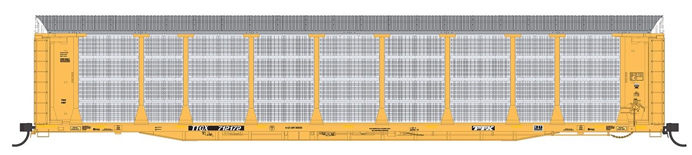 InterMountain 194113 - N Bi-Level Auto Rack - TINX - Plain Yellow - TTGX Flat Car, Road Number: 712089