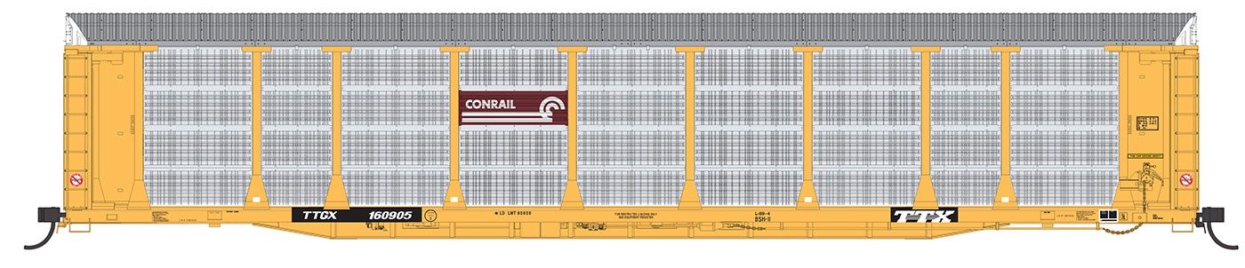 InterMountain 194112 - N Bi-Level Auto Rack - Conrail - Yellow - TTGX Flat Car, Road Number: 157360