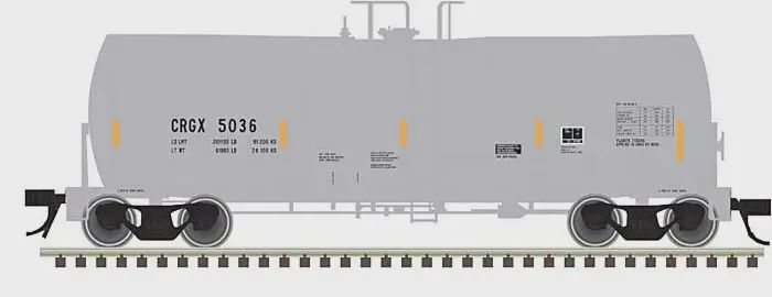 Atlas 50006458 - N - Trinity 17,600-Gallon Corn Syrup Tank Car - Ready to Run -- Cargill #5091 (UTCI Repaint, light gray, black, yellow, Conspicuity Stripes)