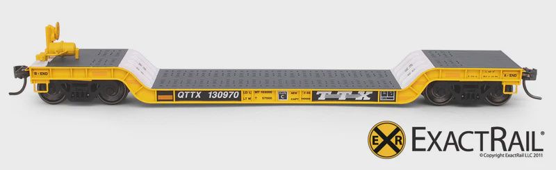 ExactRail-HO Scale: 48&#39; Depressed Center Flat Car - TTX
