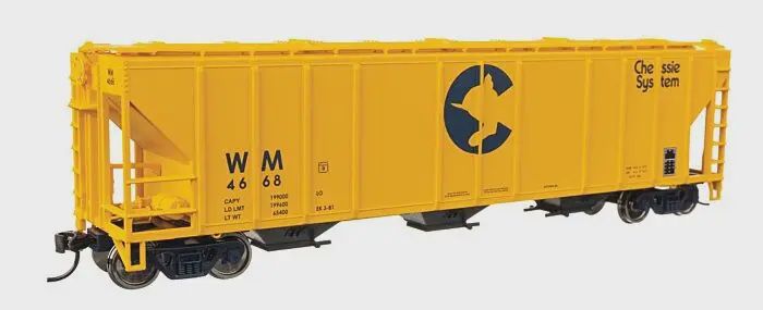 Walthers Mainline - 50&#39; Pullman-Standard PS2-CD 4427 3-Bay Covered Hopper - Ready to Run -- Western Maryland, Road Number: 4668
