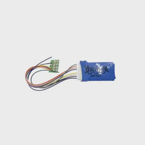 Digitrax DH127P-  Series 7 Mobile DCC Control Decoder -- 8-Pin Medium Plug 1A/2A Peak, 2 FX7 Functions, 3.2&quot; Wires