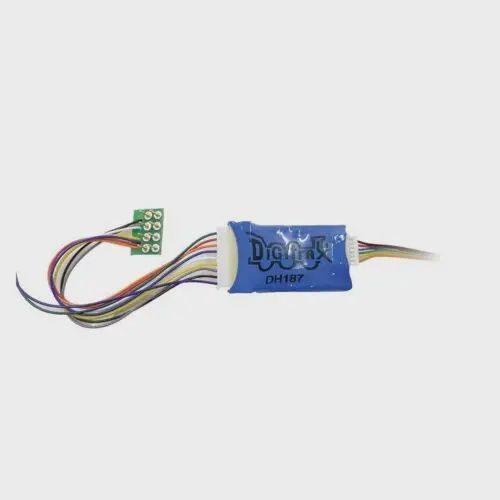 Digitrax - DH127D Series 7 Mobile DCC Control Decoder -- 8-Pin Medium Plug 1A/2A Peak, 8 FX7 Functions, 3.2&quot; Wires