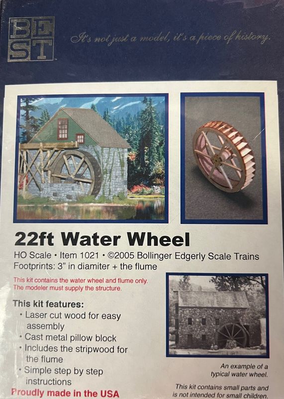 Bollinger Edgerly Scale Trains - 22' Water Wheel - HO Scale