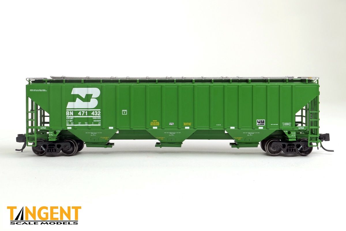 Tangent - N Scale - Burlington Northern (BN) “Delivery Cascade Green 8-1994” Trinity Industries Inc 4750CuFt Covered Hopper, Road Number: 471367