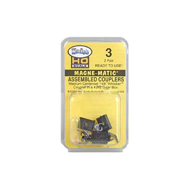 Kadee #3 - HO Scale Assembled #148 Whisker Metal Couplers - Medium (9/32&quot;) Centerset Shank