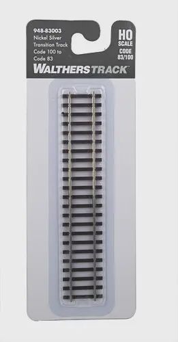 Walthers - Nickel Silver Transition Track -- Code 100 to Code 83 - 6&quot; 15.3 cm Long