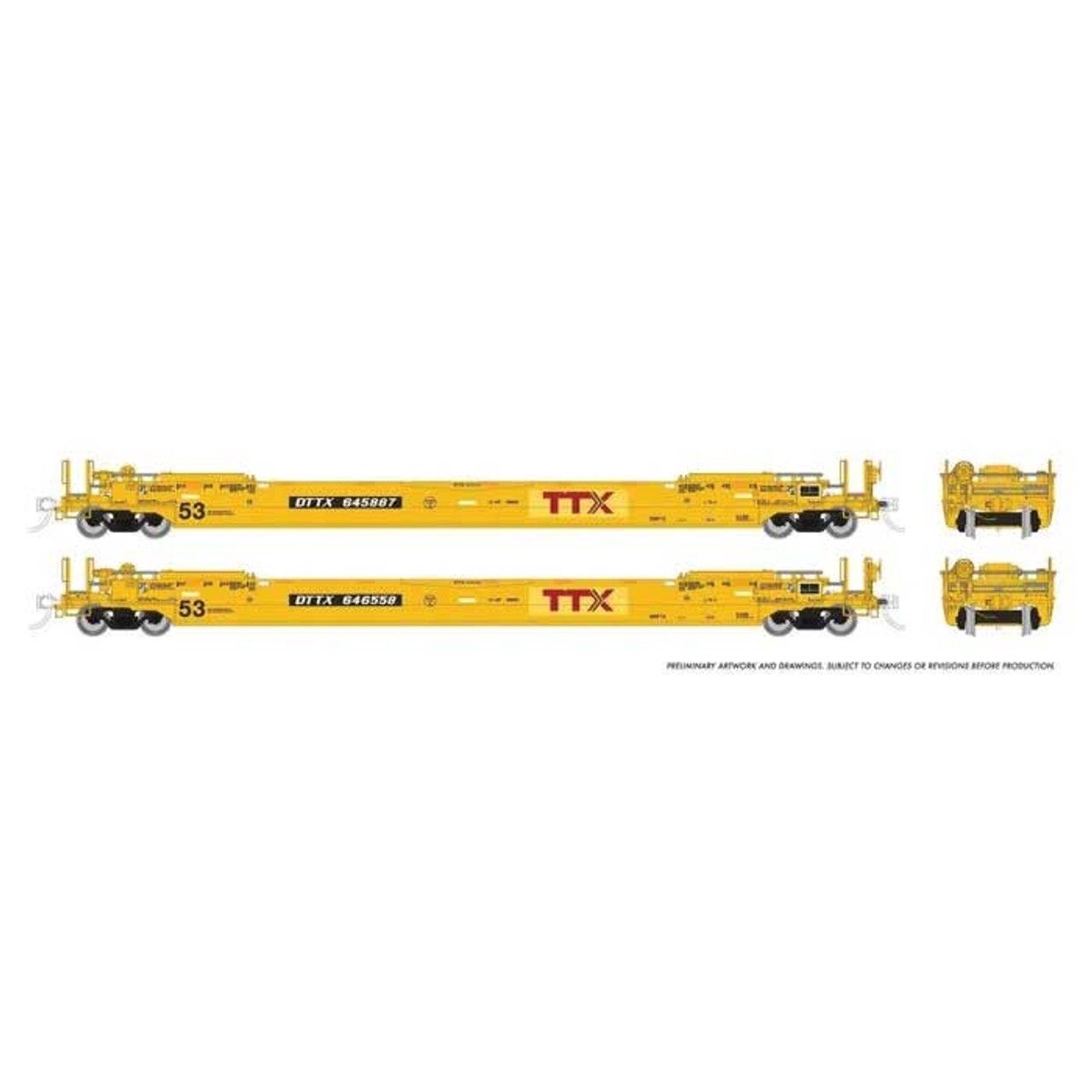 Rapido 401064 - HO Scale Gunderson 53&#39; Husky Stack Well Car 6-Pack- Ready to Run - TTX