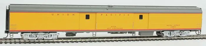 Walthers 920-9201 - 85&#39; ACF Baggage Car - Standard - Heritage Fleet -- Union Pacific(R) #6334 &quot;Art Lockman&quot; (Armour Yellow, gray)