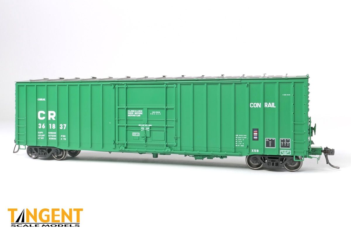 Tangent 14032-01 - Conrail (CR) “X58 Green Repaint 1976+” PRR Shops X58 Plug Door Boxcar #361837