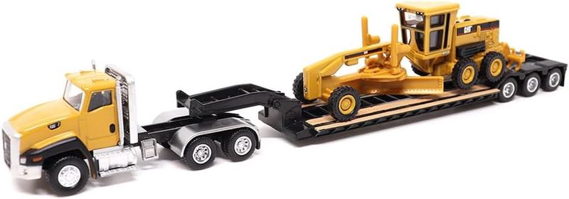 Diecast Master 1:87 Cat CT660 Day Cab Tractor with Lowboy Trailer and Cat 163H Motor Grader