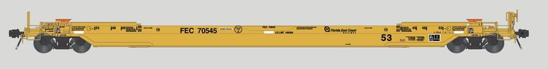 Aurora Miniatures - HO Gunderson 53’ All-Purpose Well Car Florida East Coast Yellow Scheme FEC