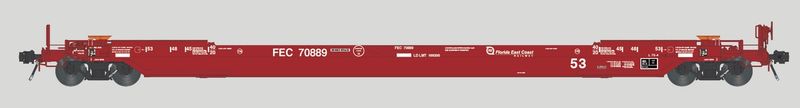 Aurora Miniatures - HO Gunderson 53’ All-Purpose Well Car Florida East Coast Red Scheme FEC