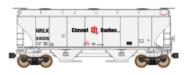 Intermountain ~ N Scale ~ Trinity 2-Bay Covered Hopper ~ NorRail Ciment Quebec ~, Road Number: 34038