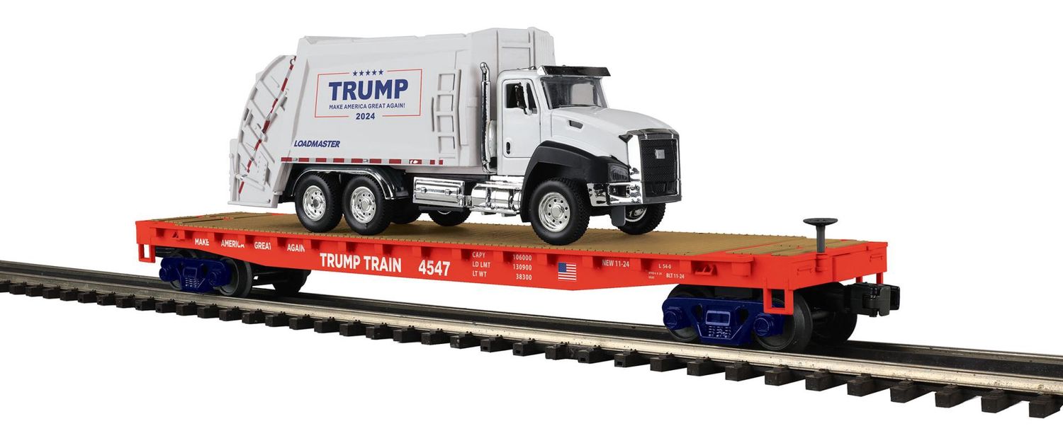 MTH 20-95796 -Donald J. Trump O Scale Premier Flat Car with Garbage Truck
