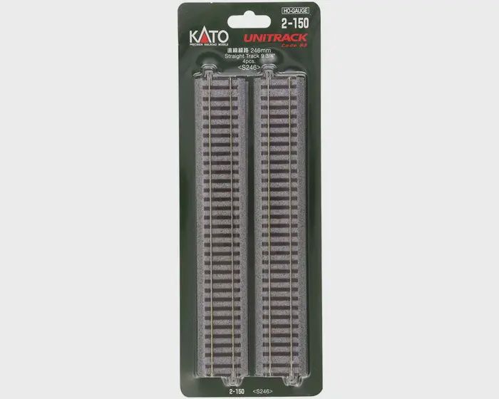 Kato 2-150 HO Straight Roadbed Track Section - Unitrack 9-3/4&quot; 246mm pkg(4)